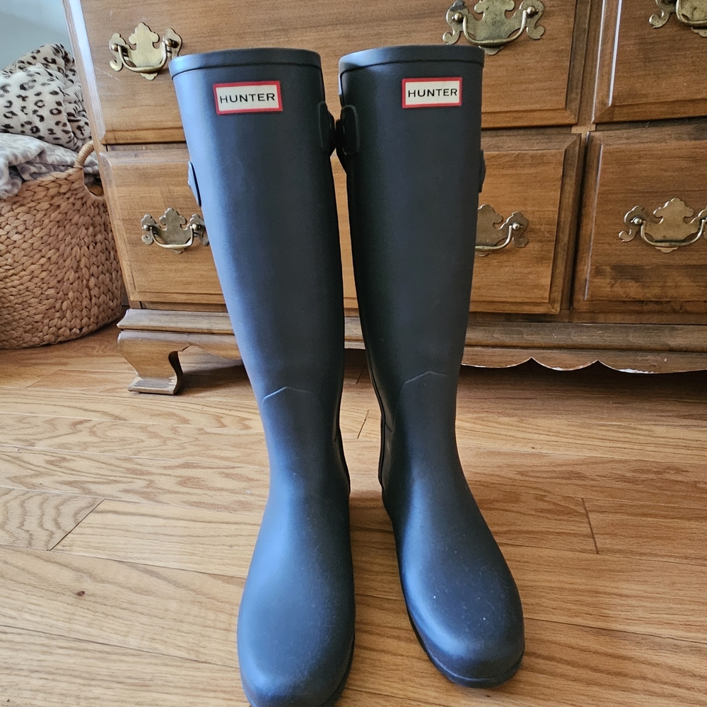 Hunter Black Tall Rain Boots